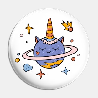 Planet unicorn Pin