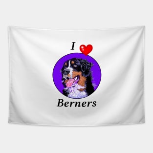 I LOVE BERNERS CARTOON PURPLE Tapestry