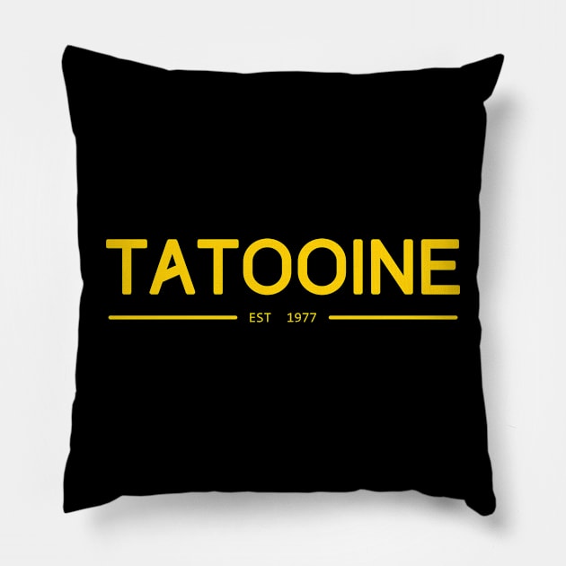 TATOOINE yellow text Pillow by Traditional-pct