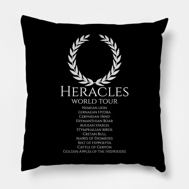 Heracles world tour - Ancient Mycenaean Greek Mythology Pillow by Styr Designs