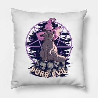 Satanic Cat Purr Evil  Funny Demon Cat Pillow