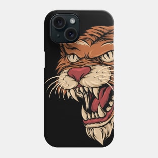 Tiger angry attack vintage retro illustration Phone Case