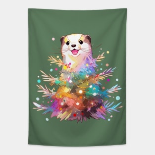 A funny ferret trying to be a Christmas tree Tapestry