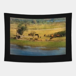 A River Nile Island With Cattle Tapestry