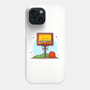 Basket Ball And Ring Cartoon Vector Icon Illustration (3) Phone Case