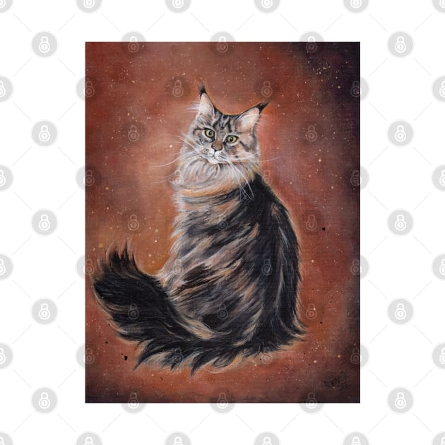 Maine Coon Beauty cat art by Renee Lavoie by ReneeLLavoie