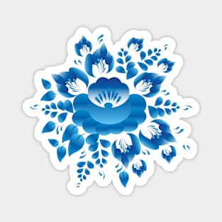 Romantic blue flowers and leaves (6) Magnet