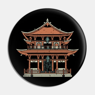 Japanese Temple Woodblock Print Pin