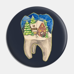 Tooth Snow Globe Pin