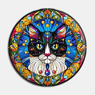 Stained Glass Cat Art Pin