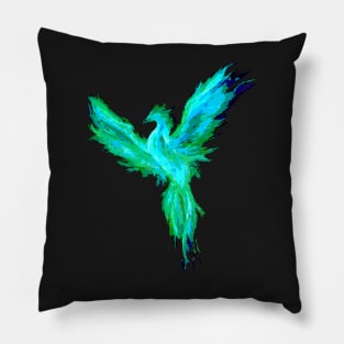 Green Posterized Pheonix Pillow