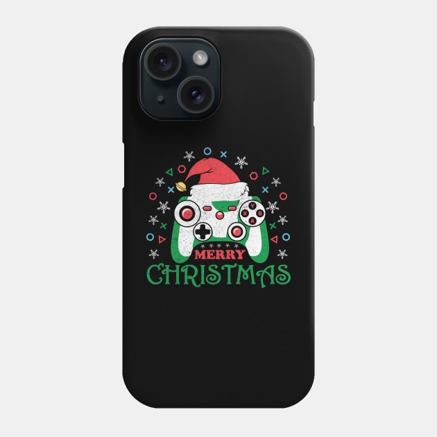 Merry Christmas Game Controller Santa Hat Gamer Christmas Gift Phone Case by BadDesignCo