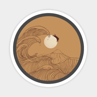 The great wave of mount fuji sunset Magnet