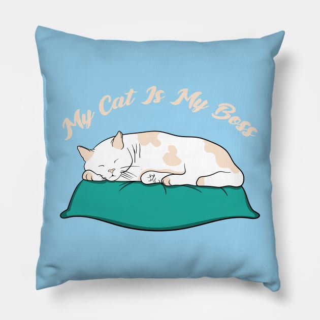 My Cat Is My Boss Pillow by Oiyo