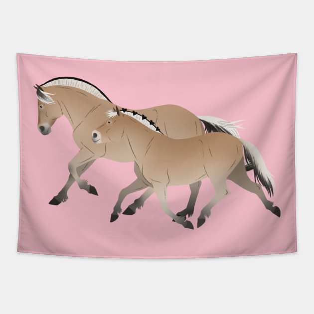 Fjord Horses - Equine Rampaige Tapestry by Equine Rampaige