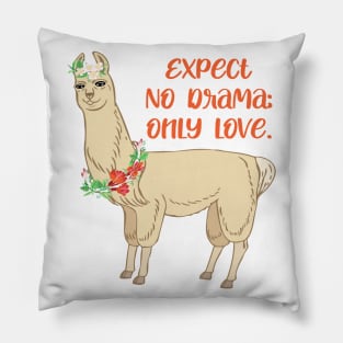 Expect No Drama, Only Love - Cute Llama Pillow