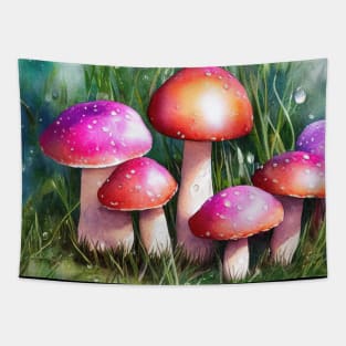 Pink and Orange Mushrooms Tapestry