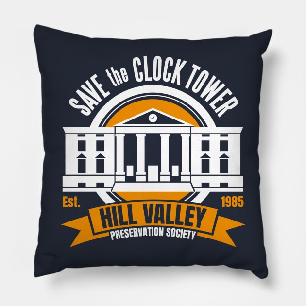 Back to the Future Save the Hill Valley Clock Tower Pillow by Meta Cortex