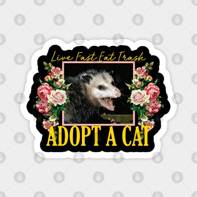 Adopt a Cat Possum Floral Aesthetic Magnet by giovanniiiii