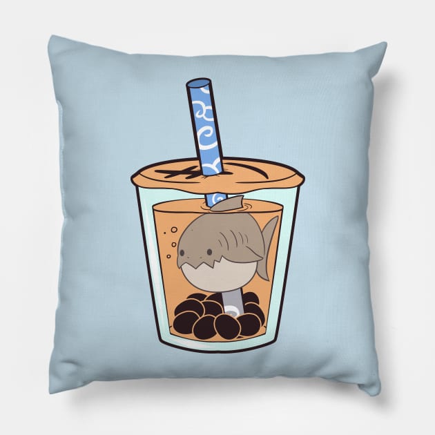 Thai Tea Boba Shark Pillow by kinokashi