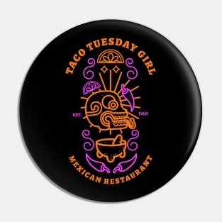 Taco Tuesday Girl Mexican Restaurant Pin