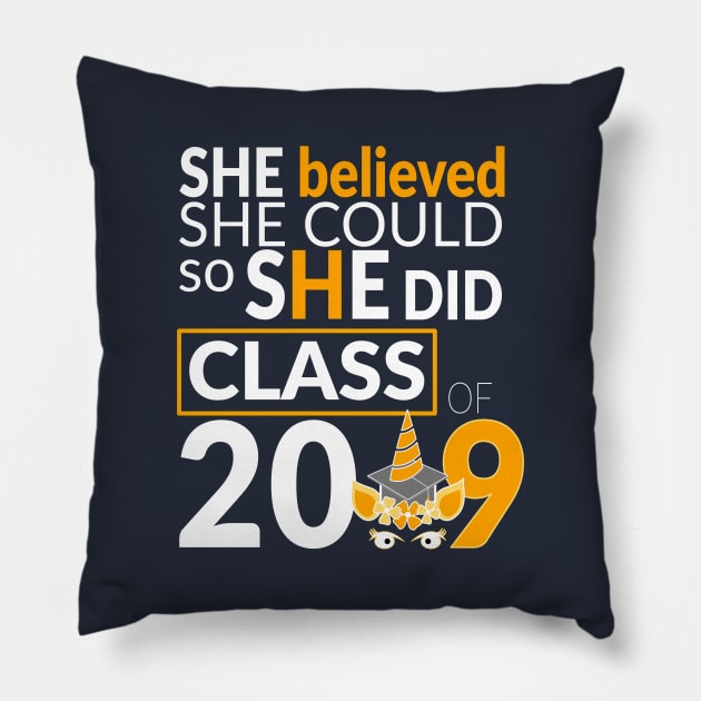 Class of 2019 She Believed She Could So She Did Pillow by lisalizarb