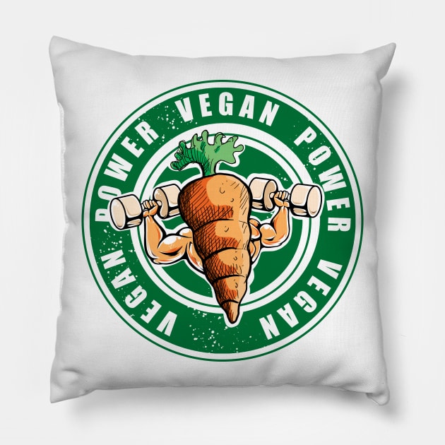 Vegan Power Workout Muscle Carrot Gym Work Pillow by raidman84