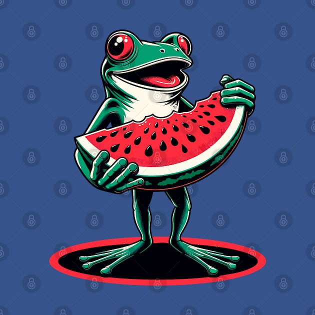 Frog carrying watermelon slice by Art_Boys