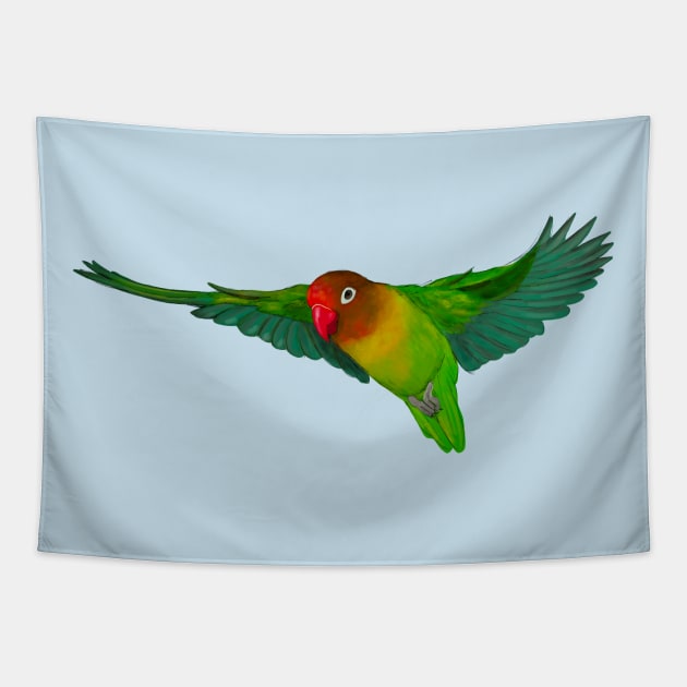 Flying lovebird digital drawing Tapestry by Bwiselizzy