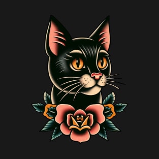 Black cat face tattoo T-Shirt