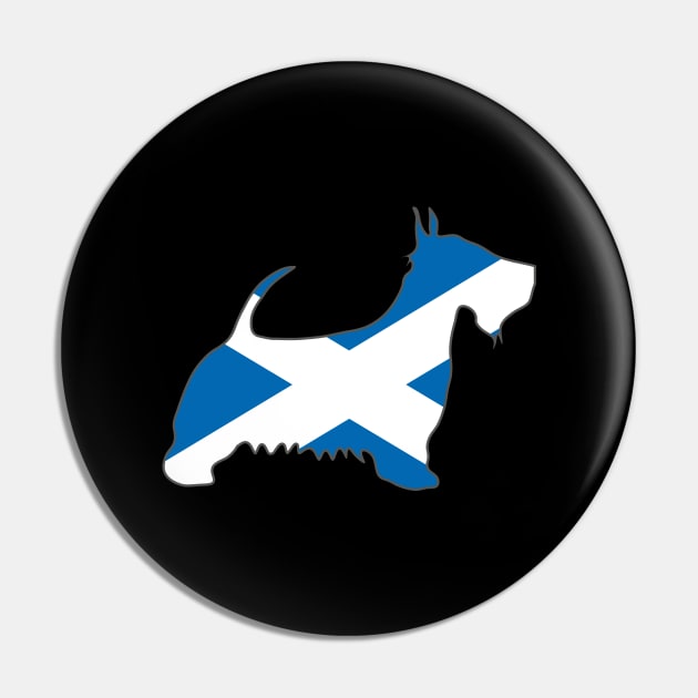 Saltire Flag Scottish Terrier Dog Silhouette Pin by MacPean