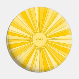 Retro sun with mellow rays in gold and yellow + HOPE Pin