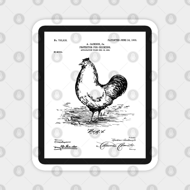 Chicken Hens Patent - Chef Cook Chicken Coop Art - White Magnet by patentpress