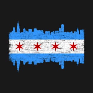 Chicago City Flag Skyline Vintage Retro T-Shirt