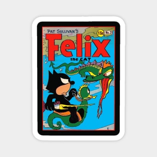 Felix the Cat Fights a Sea Dragon 1940s Original Comic Book Cover Magnet