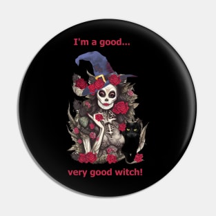 Good Witch and cat for cute Halloween, purple roses,scary, spooky Pin