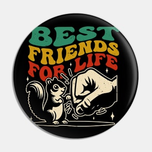 Best Friends for Life Squirrel Fist Bump Retro Pin