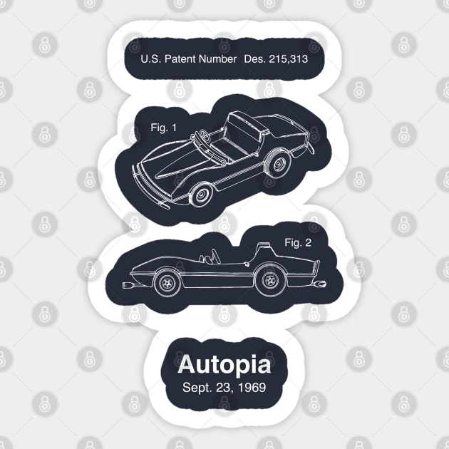 Autopia Patent Design - Autopia - Sticker | TeePublic