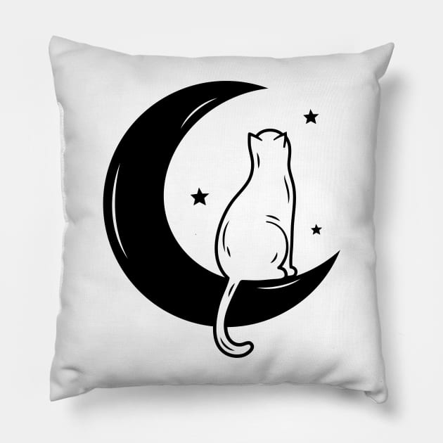 Moon Cat Pillow by Purrestrialco