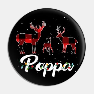 Poppa Reindeer Plaid Pajama Shirt Family Christmas Pin