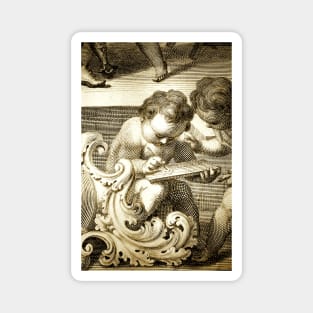 Cherub writing Antique Engraving Magnet