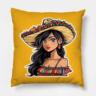 Cinco de mayo mexican adorable mexican girl Pillow