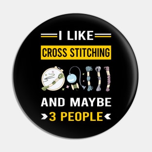 3 People Cross Stitching Pin