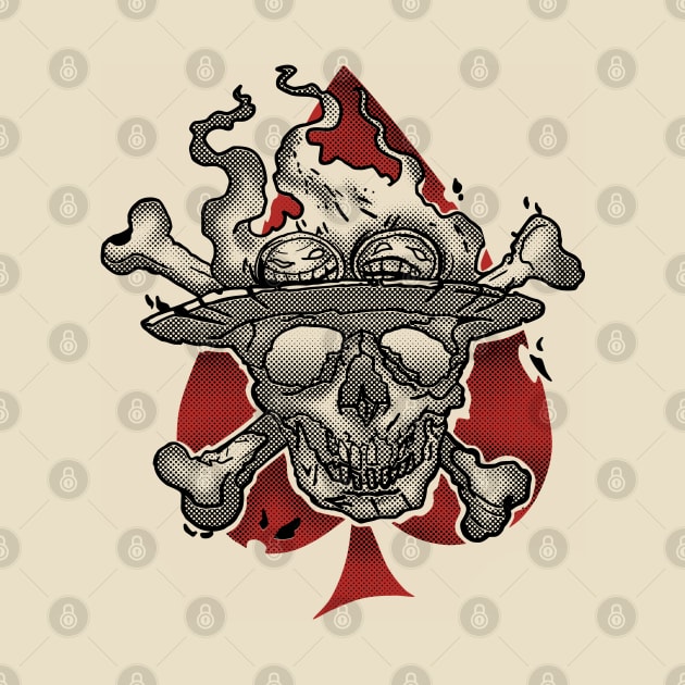 Burning Ace Pirate Skull by animate