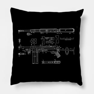 MP40 Submachine Gun Diagram (white) Pillow