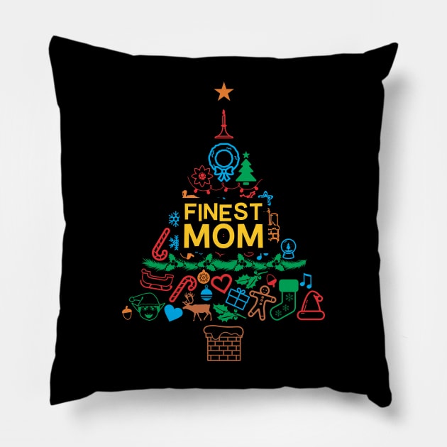 Finest Mom Gift - Xmas Tree 2 - Christmas Pillow by Vector-Artist