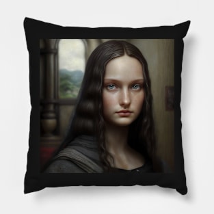 Mona Lisa Medieval Teen Portrait Pillow