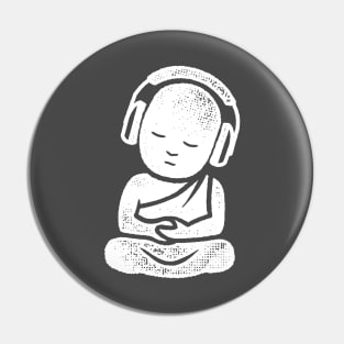 Buddha Headphones - DJ Buddhist Monk Music Lover Pin