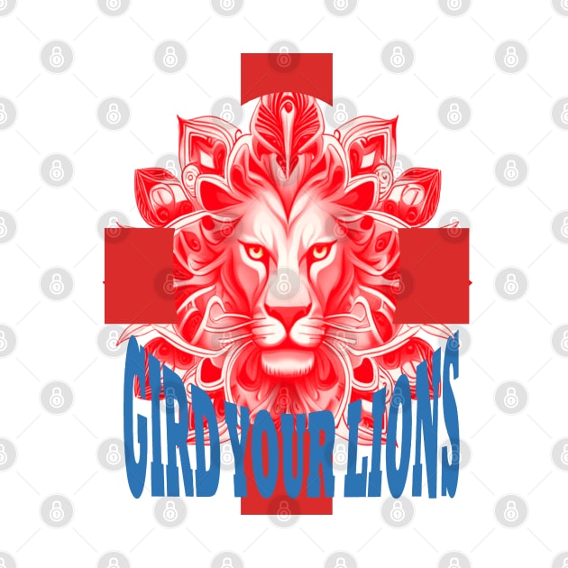 Gird Your Lions Fun Text English Idiom Red Color by taiche