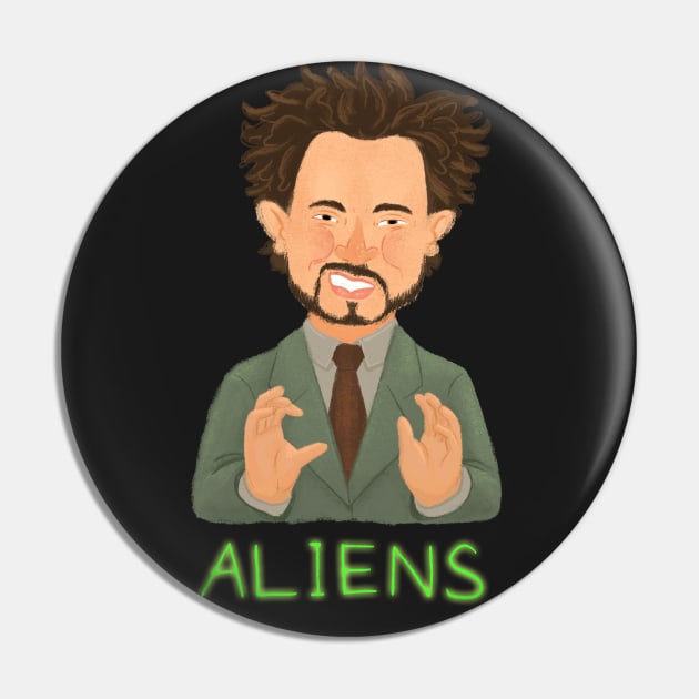 Aliens Pin by SarahWrightArt